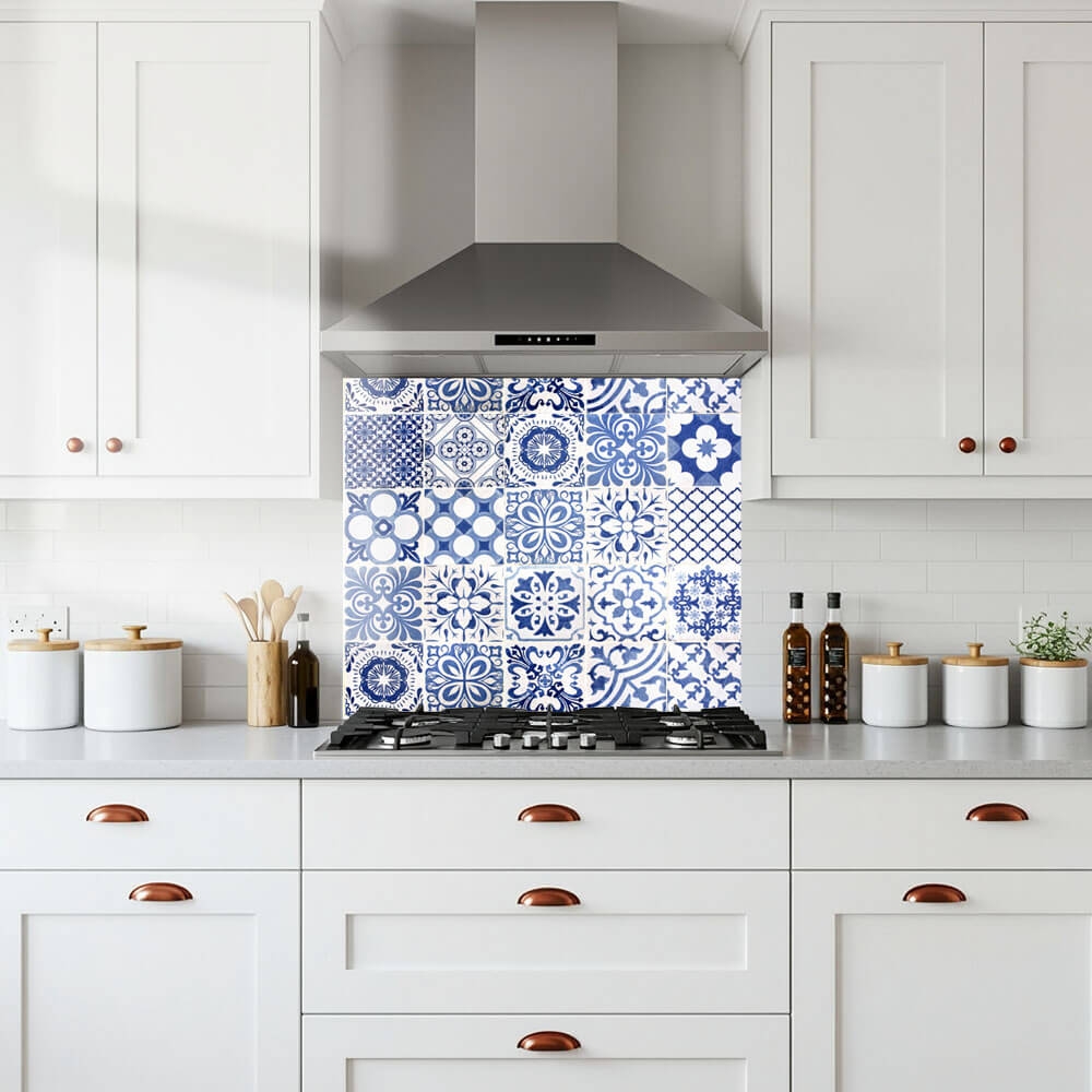 Sea Blue Tile Glass Splashback