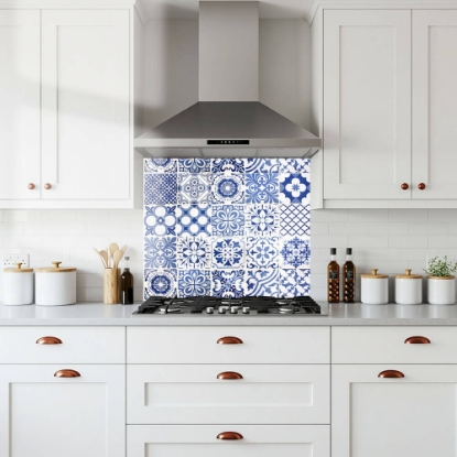 Sea Blue Tile Glass Splashback