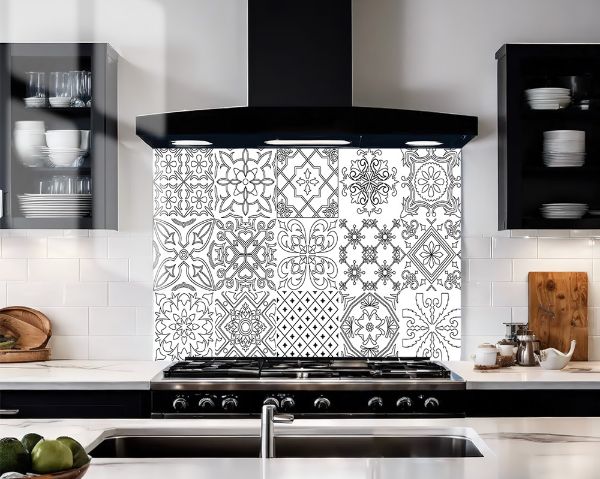 Sketch Tile Glass Splashback
