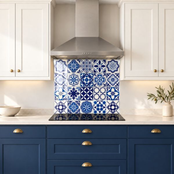 Picture of Lisbon Mosaic Tiles Glass Splashback