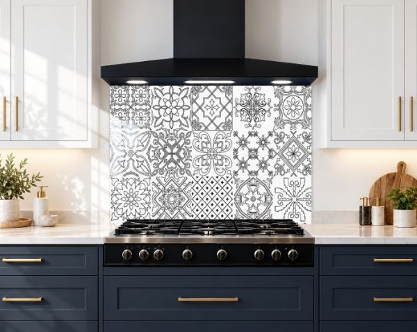 Picture of Sketch Tile Glass Splashback