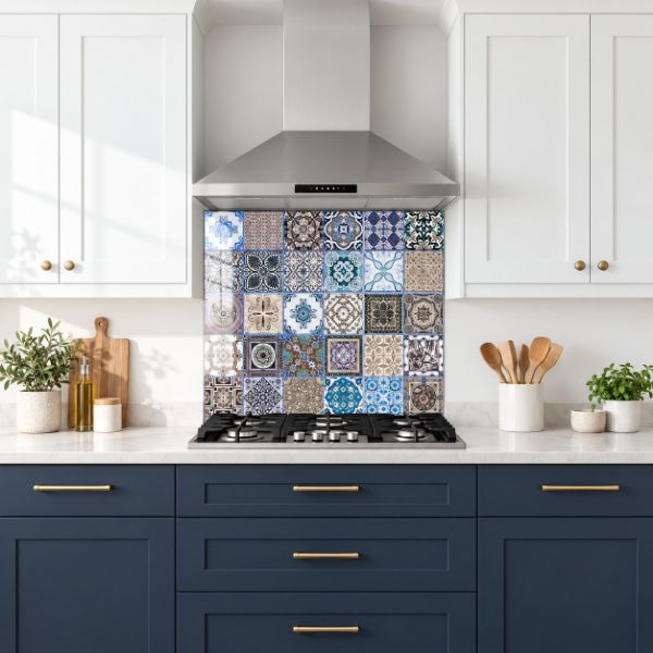 Picture of Scarf Print Tiles Glass Splashback
