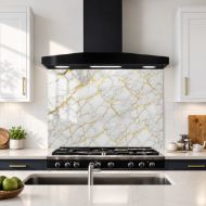 Brass Vein Carrara Marble Splashback