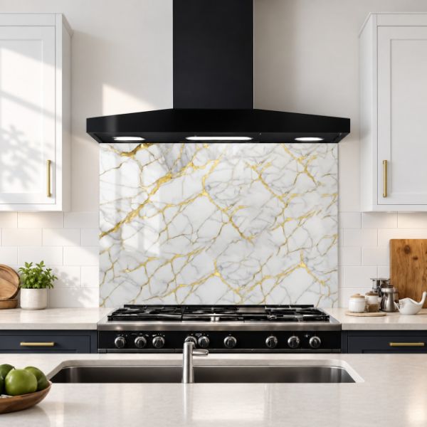 Brass Vein Carrara Marble Splashback