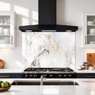 White & Gold Polished Marble Splashback