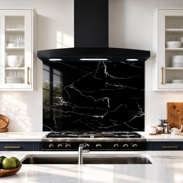 Black & Grey Vein Marble Splashback
