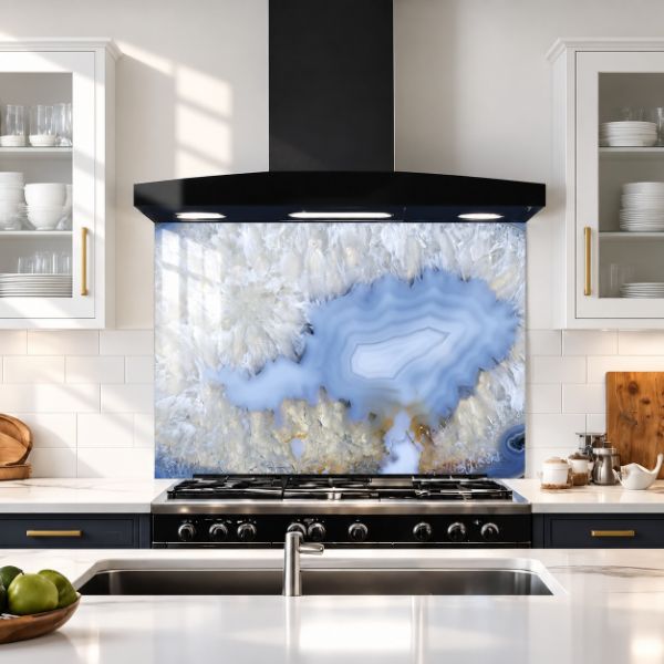 Blue Agate Stone Glass Splashback
