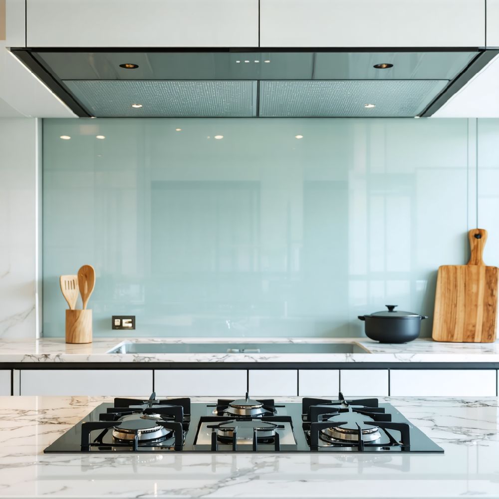 blue splashback fitted