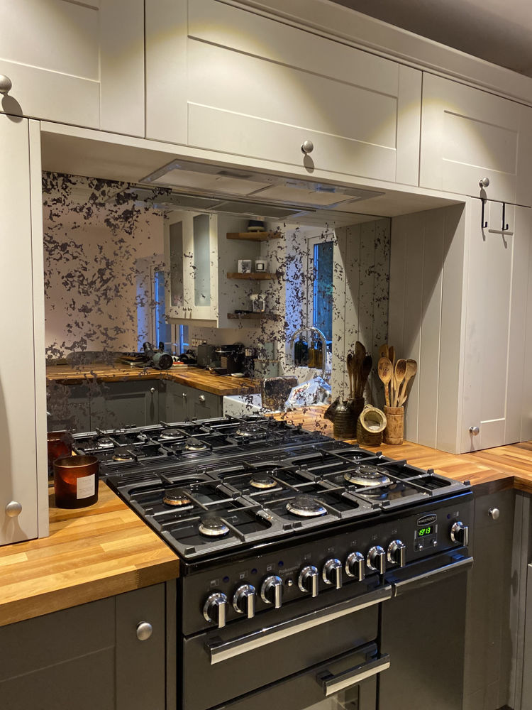 Silver Antique Mirror Glass Splashback